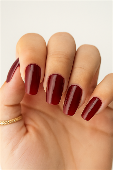 12li Bordo Renk Kedi Gözü Yansımal Takma Tırnak Set (Yapıştırıcılı)