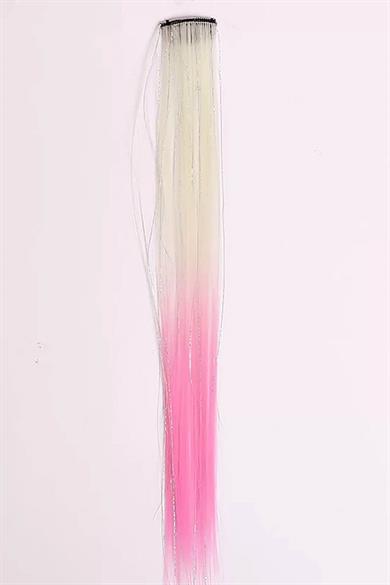 Sarı Ve Pembe Renk Simli Yan Postiş (50cm)