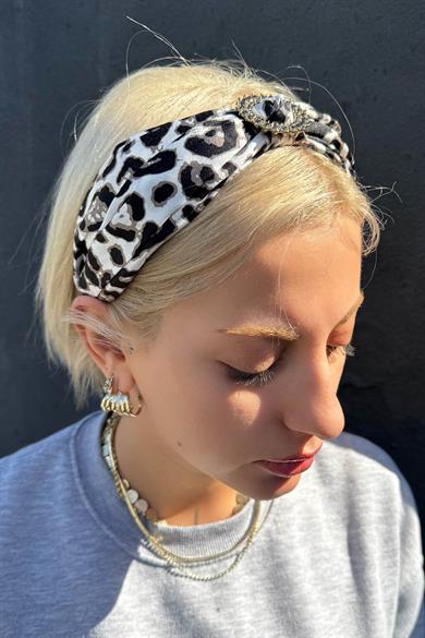 Karışık Renk Leopar Desenli Taç