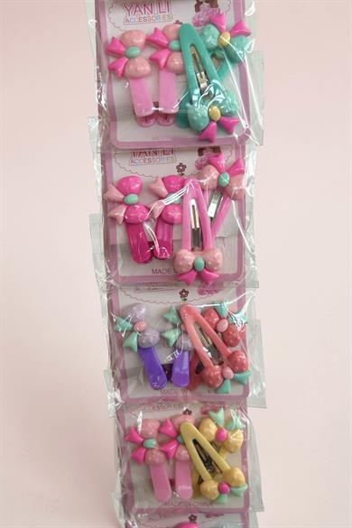 6lı Karışık Renk Kurdele Figürlü Yan Toka Set