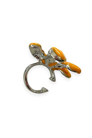 Gümüş Renk Çiçek Figürlü Taş Detaylı 14K Altın Kaplama TX Ear Cuff (Tek)