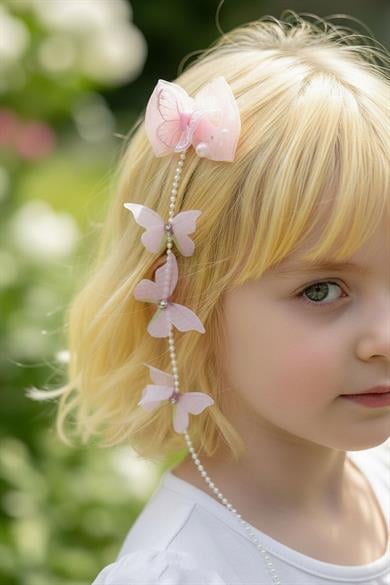 Pembe Renk Kelebek Figürlü Çocuk Yan Toka