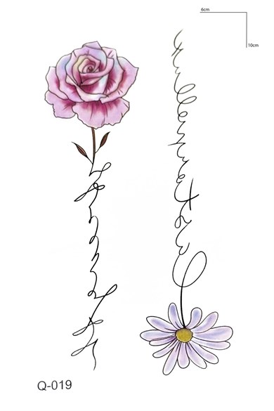 Yazılı Gül Mini Geçici Dövme Tattoo
