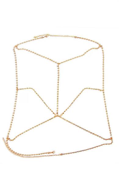 Altın Renk Taş Detaylı Tasarım Vücut Aksesuar