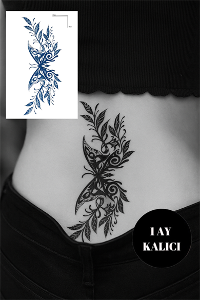 Kelebek Figürlü 12 Saat Sonra Kararan Geçici Orta Dövme Tattoo