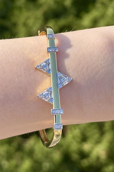 Altın Renk Taş Detaylı YSX Kelepçe Bileklik