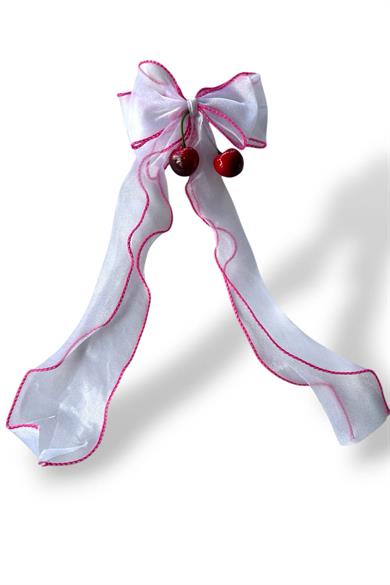 Fuşya Ve Beyaz Renk Kiraz Figürlü Otoma Toka