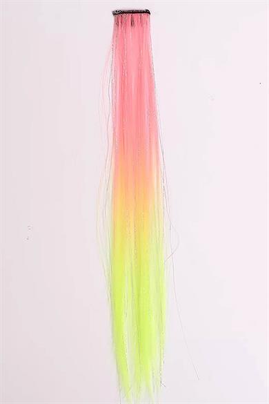 Sarı Ve Pembe Renk Simli Yan Postiş (50cm)