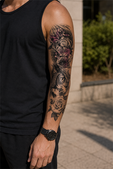 Baykuş Kol Dövme Geçici Tattoo