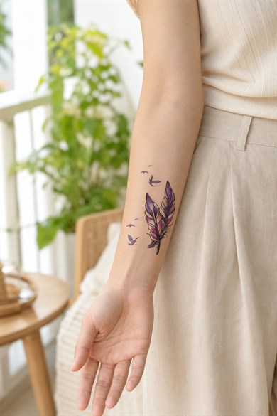 Uçan Kuş ve Tüy Geçici Dövme Tattoo