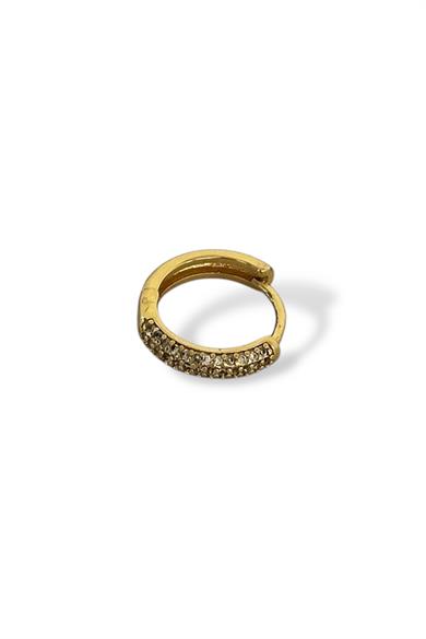 Altın Renk Taş Detaylı Çelik Halka Tragus/Kıkırdak Küpe/Piercing (Tek)