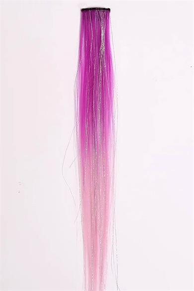 Mor Ve Pembe Renk Simli Yan Postiş (50cm)