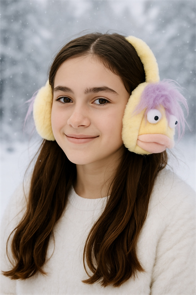 Sarı Renk Canavar Figürlü Peluş Kulaklık