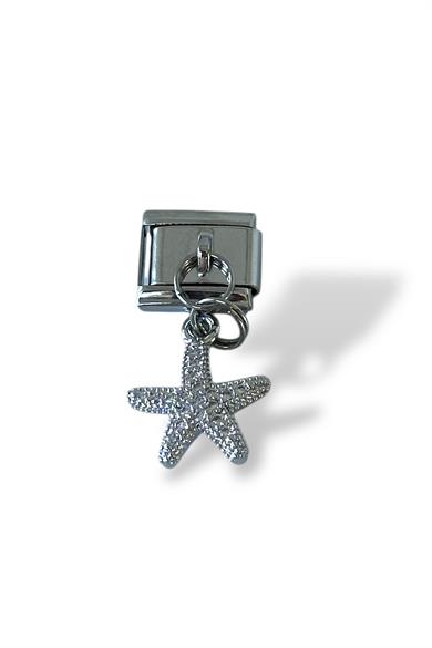 Gümüş Renk Yıldız Figürlü Taş Detaylı Çelik Nomination Charm (Tek)