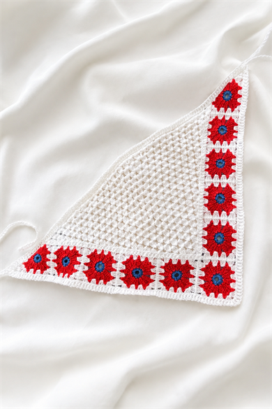 Kırmızı  Renk Örgü Saç Bandana/Fular