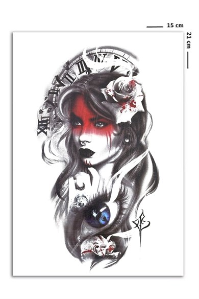 Mavi Gözlü Kız Geçici Dövme Tattoo