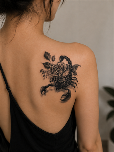 Akrep ve Gül Geçici Dövme Tattoo