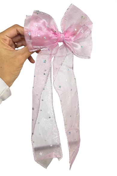 Pembe Renk Yıldız Detaylı Kurdele Otomat Toka