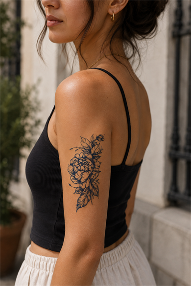 Çiçek Sonradan Kararan Yarı Kalıcı Geçici Dövme Tattoo