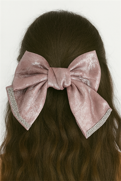 Gül Kurusu Renk Kurdele Figürlü Taş Detaylı Otomat Toka