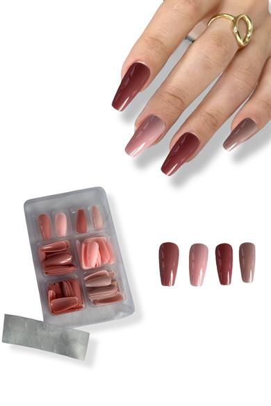 96lı Karışık Renk Takma Tırnak Set