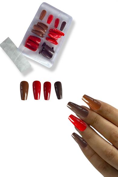 96lı Karışık Renk Takma Tırnak Set