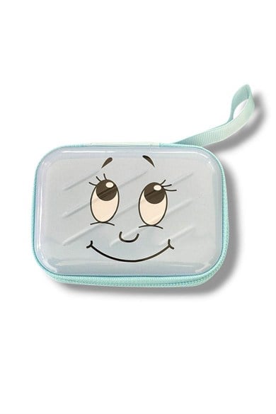 Açık Mavi Renk Emojili Çocuk Cüzdan