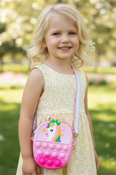 Karışık Renk Unicorn Figürlü Çocuk Pop-İt Çanta