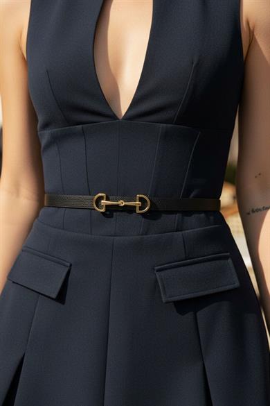 Siyah Renk Kadın Deri Kemer