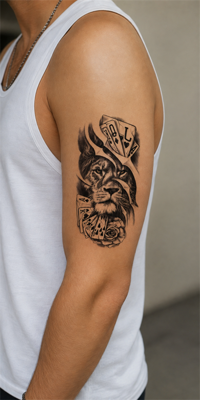 Kart Aslan Dövme Geçici Tattoo