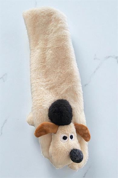 Krem Renk Köpek Figürlü Çocuk Peluş Atkı