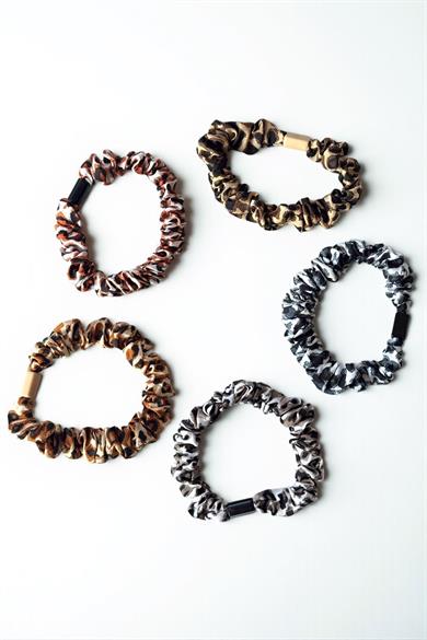 5li Karışık Renk Leopar Desenli Lastik Toka Set