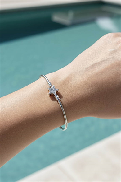 Gümüş Renk Yıldız Figürlü Pandora Bileklik