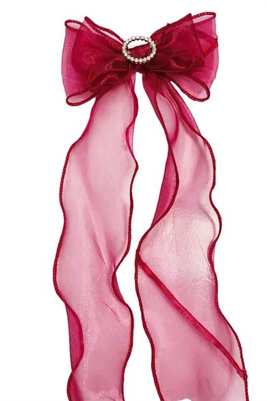 Bordo Renk Taş Detaylı Kurdele Figürlü Otomat Toka