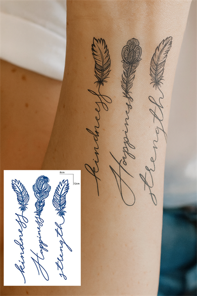 Tüy Figürlü 12 Saat Sonra Kararan Geçici Mini Dövme Tattoo