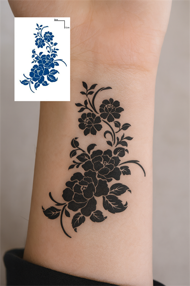 Çiçek Figürlü 12 Saat Sonra Kararan Geçici Dövme Tattoo