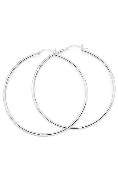 Gümüş Renk Çelik Halka Küpe 40Mm (Çift)