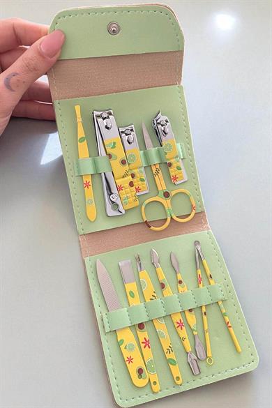 Yeşil Renk Avakado Figürlü 12li Manikür Pedikür Seti