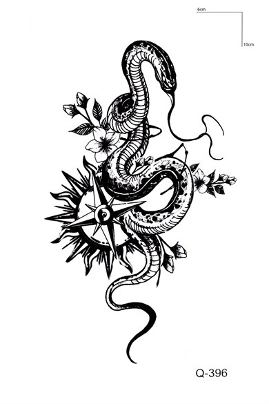 Yılan Pusula Geçici Dövme Tattoo