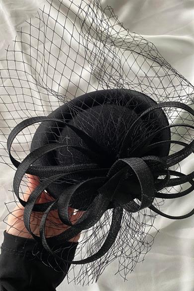 Siyah Renk Nikah Şapkası/Vualet Şapka