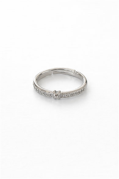 Gümüş Renk Taş Detaylı Ayarlanabilir Yüzük