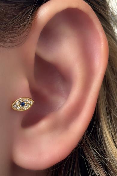 Altın Renk Göz Figürlü Çelik Tragus/Kıkırdak Küpe/Piercing (Tek)