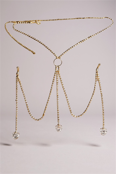 Altın Renk Taş Detaylı Tasarım Vücut Aksesuar