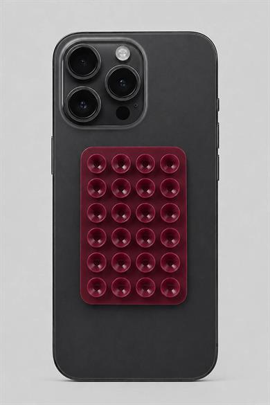 Bordo Renk Vantuzlu Vakumlu Yapışkanlı Telefon Tutacağı