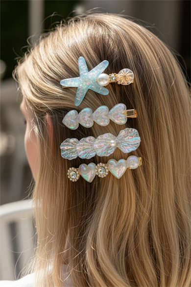 4lü Mavi Renk Karışık Figürlü Toka Set