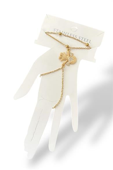 Altın Renk Kız Figürlü Taş Detaylı Çelik Şahmeran