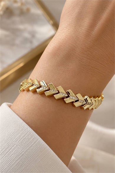 Altın Renk Taşlı Cm Bileklik