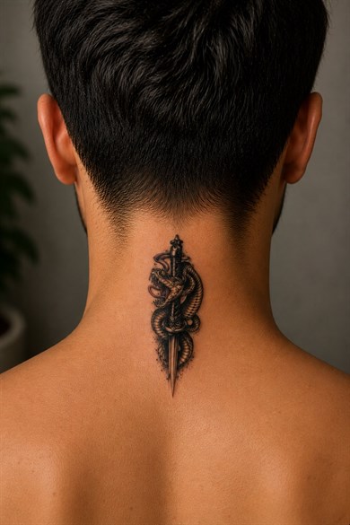 Yılan Ve Hançer Mini Geçici Dövme Tattoo