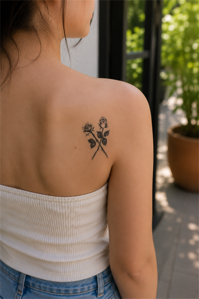 Dikenli Gül Mini Geçici Dövme Tattoo