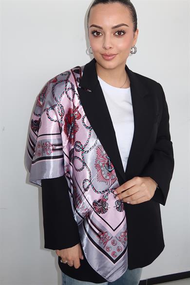 Karışık Renk Desenli Saten Şal